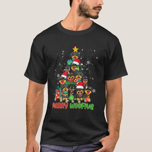 Merry Woofmas Merry Christmas For Rottweiler Dog T-Shirt (Vorderseite)