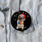 Merry WOOFmas Mops Hund unter den Sternen Button (Beispiel)