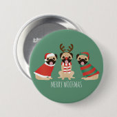 Merry Woofmas Mops Hunde Button (Vorne & Hinten)