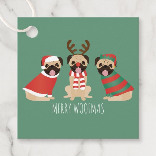 Merry Woofmas Mops Hunde Geschenkanhänger (Vorderseite)