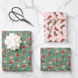 Merry Woofmas Mops Hunde Geschenkpapier Set