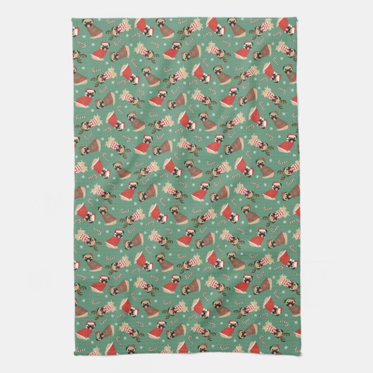 Merry Woofmas Mops Hunde Geschirrtuch (Vertikal)
