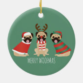 Merry Woofmas Mops Hunde Keramik Ornament (Hinten)
