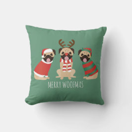 Merry Woofmas Mops Hunde Kissen