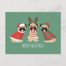 Merry Woofmas Mops Hunde
