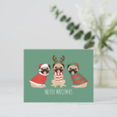 Merry Woofmas Mops Hunde Postkarte (Stehend Vorderseite)