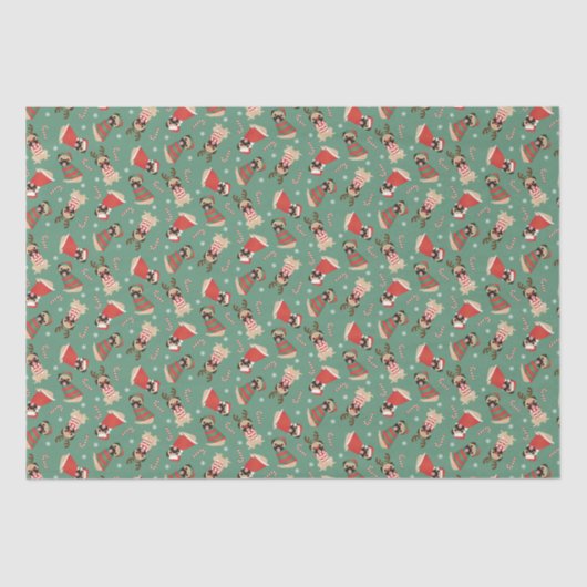 Merry Woofmas Mops Hunde Seidenpapier (Vorderseite)