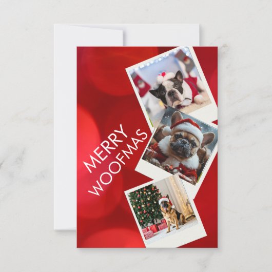 Merry Woofmas Multi-Photo Dog Christmas Card Einladung (Vorderseite)