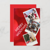 Merry Woofmas Multi-Photo Dog Christmas Card Einladung (Vorne/Hinten)