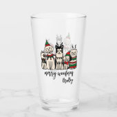 Merry Woofmas Niedlich Hunde Weihnachten Individue Glas (Rückseite)