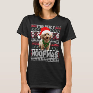 Merry Woofmas Niedliches Poodle mit Weihnachtsmann T-Shirt