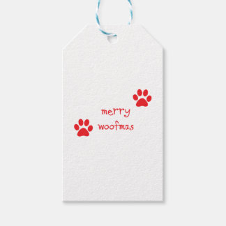 Merry Woofmas Paw Print Red Statement Geschenkanhänger