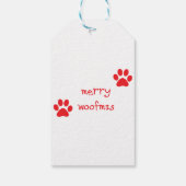 Merry Woofmas Paw Print Red Statement Geschenkanhänger (Rückseite)