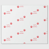 Merry Woofmas Paw Print Red Statement Geschenkpapier (Flach)