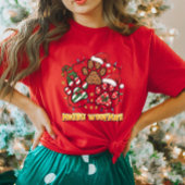 Merry Woofmas Paw Print Weihnachten Frauen T - Shi T-Shirt