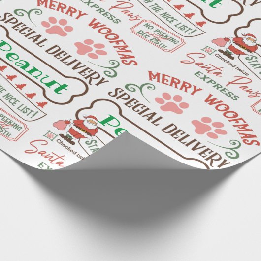 Merry WOOFMAS-Personalisiertes Dog Wrapping Paper Geschenkpapier (Ecke)