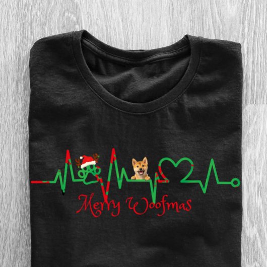 "Merry Woofmas" Pet Hund EKG Line T-Shirt
