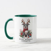 Merry Woofmas Pittbull Dog Weihnachtskaffee Tasse (Links)