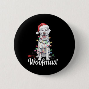 Merry Woofmas Silver Labrador Hund Dekoration Chri Button