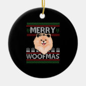 Merry Woofmas Spitz Weihnachtsweih Hund Lover Gesc Keramik Ornament (Vorne)