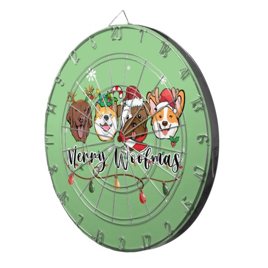 Merry Woofmas Typografie Dartboard Dartscheibe (Vorderseite rechts)