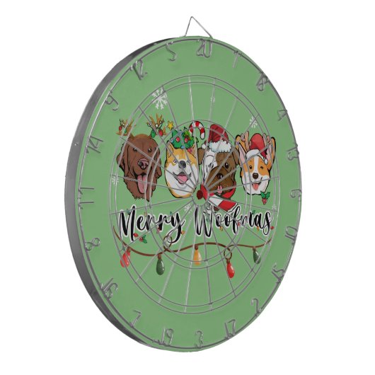 Merry Woofmas Typografie Dartboard Dartscheibe (Vorderseite Links)