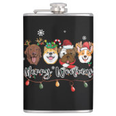 Merry Woofmas Typografie Flask Flachmann (Vorderseite)