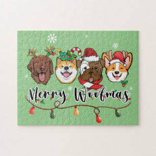 Merry Woofmas Typografie Jigsaw Puzzle