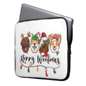 Merry Woofmas Typografie Laptop Sleeve (Vorderseite Links)