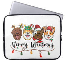 Merry Woofmas Typografie Laptop Sleeve