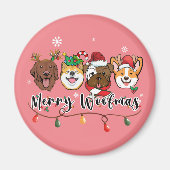 Merry Woofmas Typografie Magnet (Vorne)