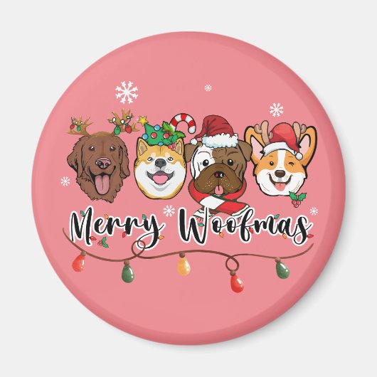 Merry Woofmas Typografie Magnet (Vorne)