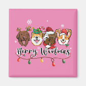 Merry Woofmas Typografie Magnet (Vorne)