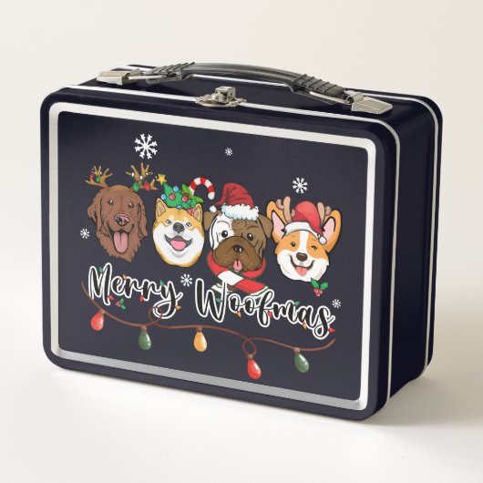 Merry Woofmas Typografie Metal Lunchbox (Vorderseite)