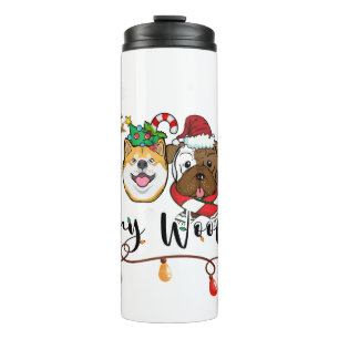 Merry Woofmas Typografie Thermal Tumbler Thermosbecher