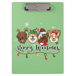 Merry Woofmas Typografy Clipboard Klemmbrett