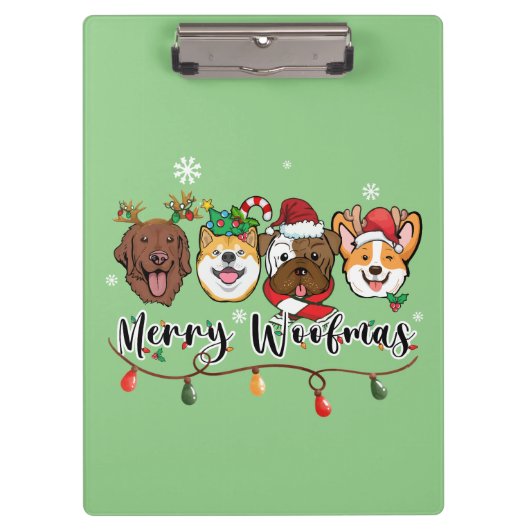 Merry Woofmas Typografy Clipboard Klemmbrett (Vorderseite)
