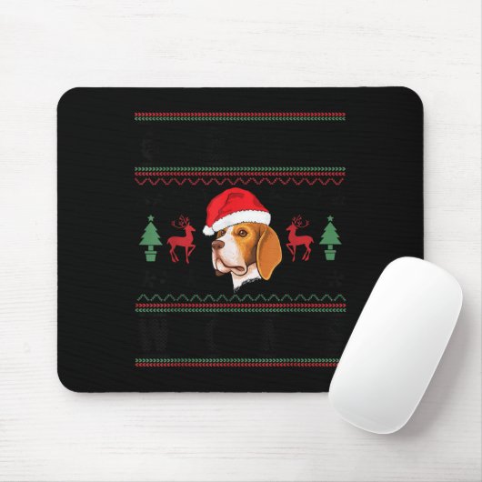 Merry Woofmas Ugly Christmas Beagle Xmas Party Mousepad (Mit Mouse)