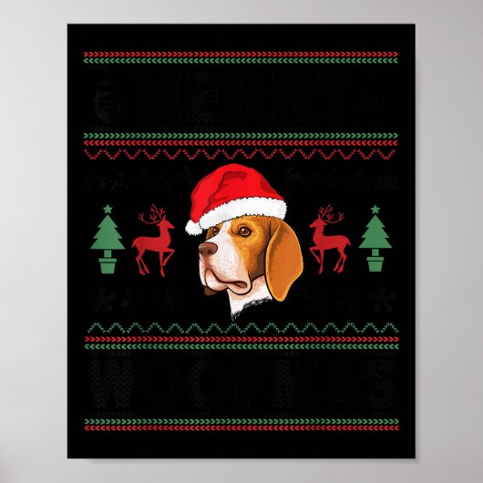 Merry Woofmas Ugly Christmas Beagle Xmas Party  Poster (Vorne)