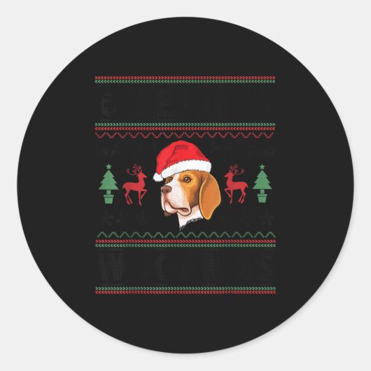 Merry Woofmas Ugly Christmas Beagle Xmas Party Runder Aufkleber (Vorderseite)