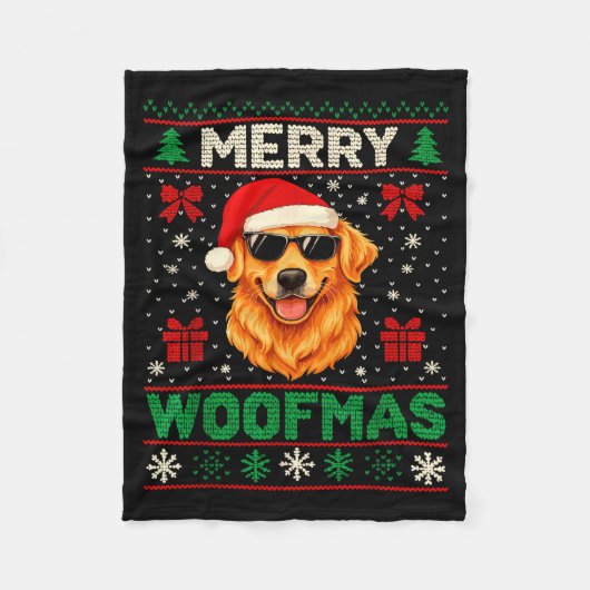 Merry Woofmas Ugly Christmas Jumper Xmas Dog Lover Fleecedecke (Vorderseite)