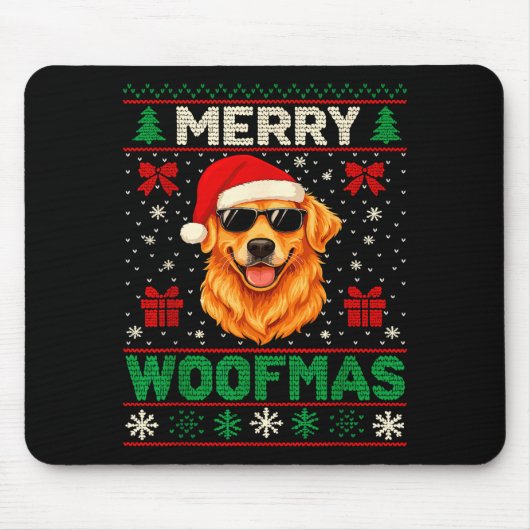 Merry Woofmas Ugly Christmas Jumper Xmas Dog Lover Mousepad (Vorne)