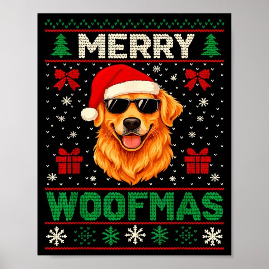 Merry Woofmas Ugly Christmas Jumper Xmas Dog Lover Poster (Vorne)