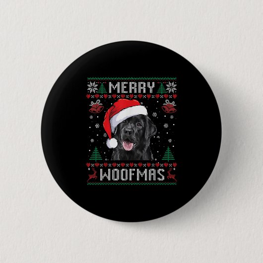 Merry Woofmas Ugly Sweater Black Lab Labrador Chri Button (Vorderseite)