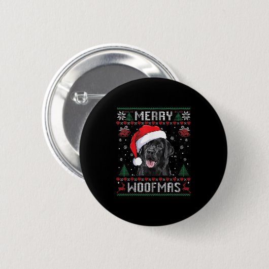 Merry Woofmas Ugly Sweater Black Lab Labrador Chri Button (Vorne & Hinten)