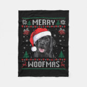 Merry Woofmas Ugly Sweater Black Lab Labrador Chri Fleecedecke (Vorderseite)