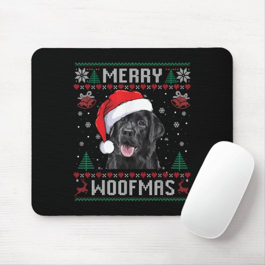Merry Woofmas Ugly Sweater Black Lab Labrador Chri Mousepad (Mit Mouse)