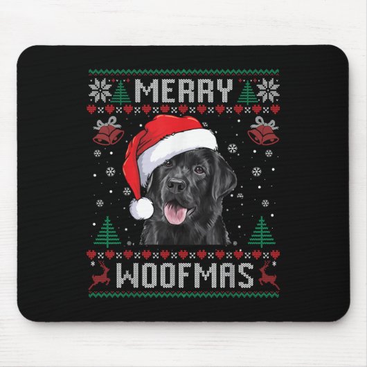 Merry Woofmas Ugly Sweater Black Lab Labrador Chri Mousepad (Vorne)
