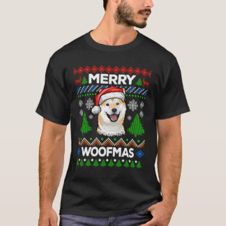 Merry Woofmas Ugly Sweater Christmas Shiba Inu Lov T-Shirt