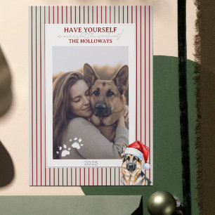 Merry Woofmas Watercolor German Shepherd Folien Feiertagskarte